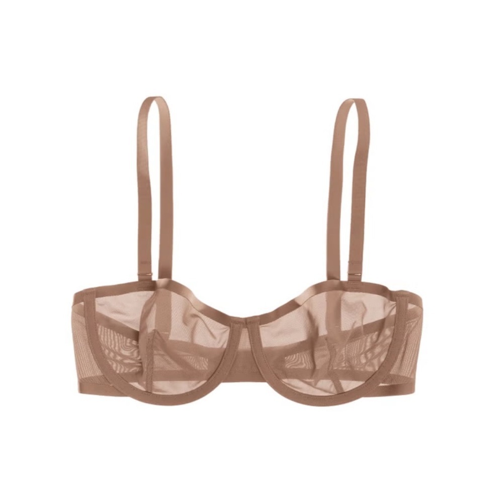 CUUP The Balconette Mesh Bra Nude Brown Underwire Adjustable Straps Size 32C